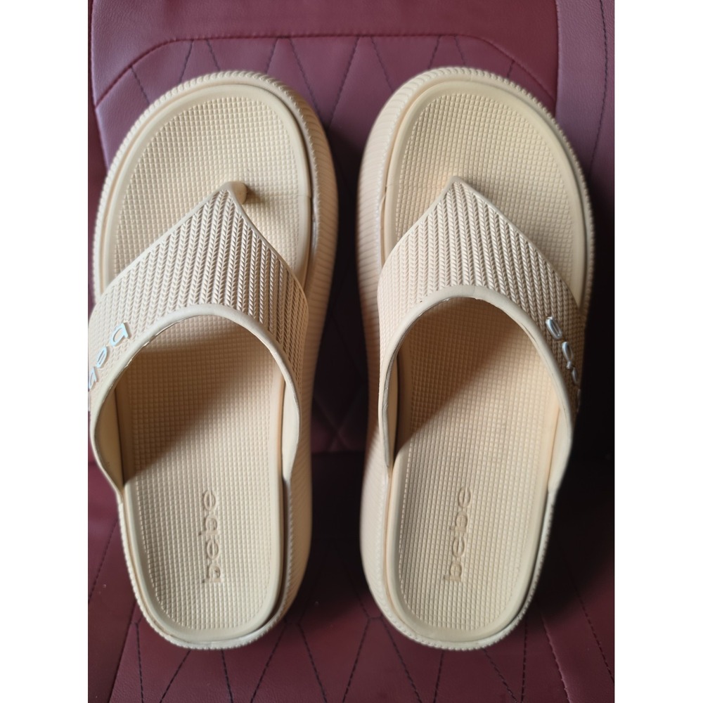 Women's Brand New Beige Bebe Y2K Flatform Chunk Platform Sandals- Size 10